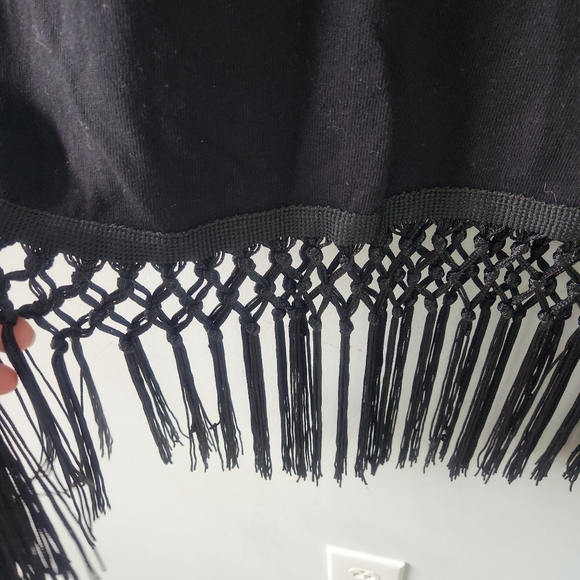 Zara Black Dress Tassel Fringe Hem Small - Picture 5 of 7
